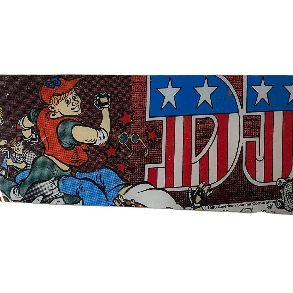 Vintage DJ BOY Arcade Game PlexiGlass Display Sign Front 1990 RARE Cabinet ART